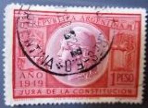 Foto 1 Sello sin identificar: Sello Argentina de 1 Peso, Jura de la Constitución año 1949